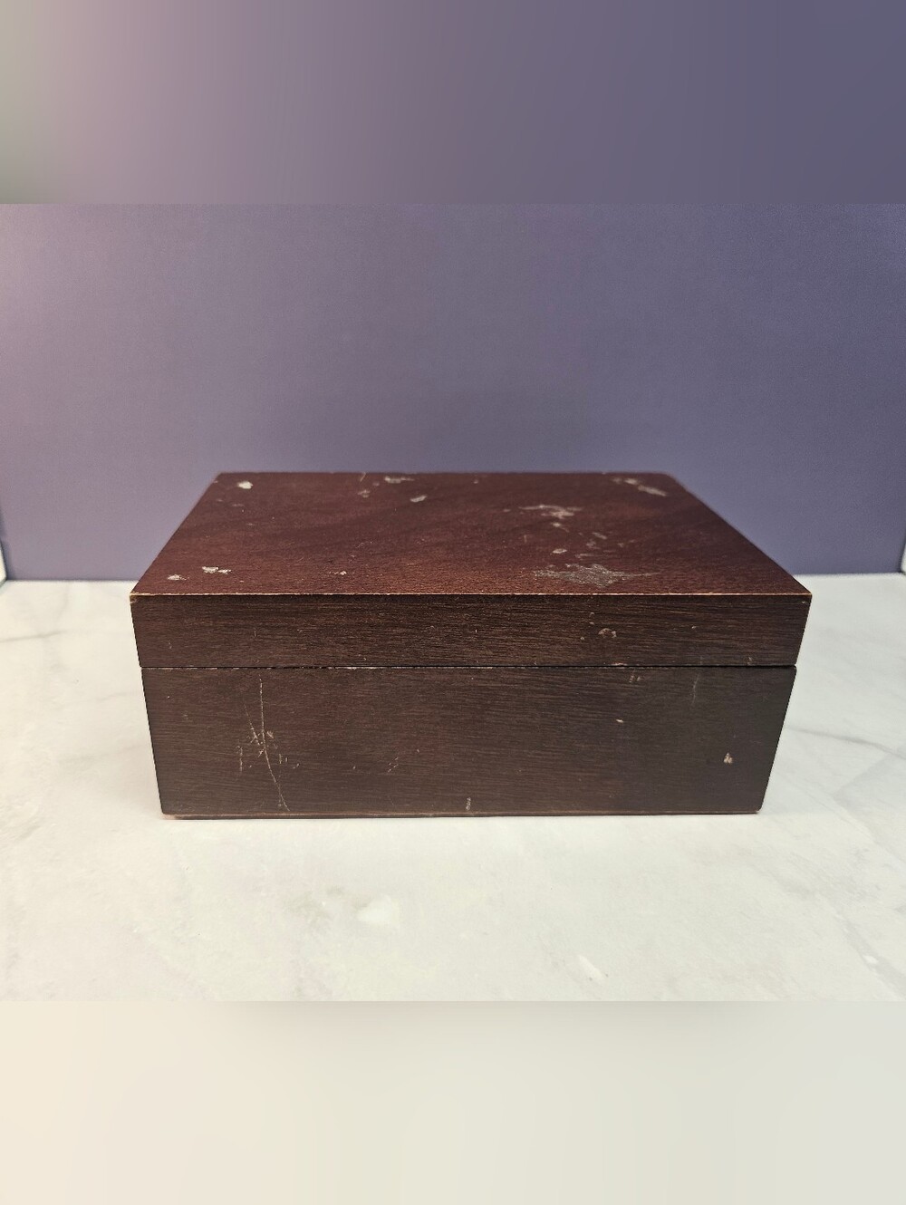 Vintage Dark Wood Trinket Box - Brown